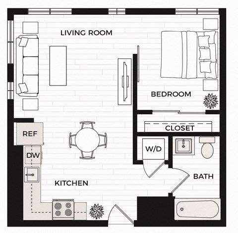 One Bedroom E Floor Plan